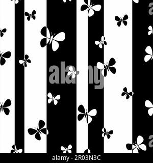 Motif papillons noir et blanc sans couture. Illustration de Vecteur