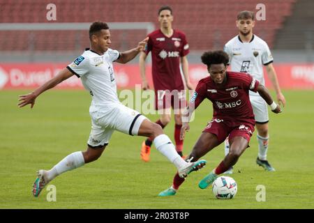 ©PHOTOPQR/LE DAUPHINE/Grégory YETCHMENIZA ; Annecy ; 06/05/2023 ; Gregory Yetchmeniza / LE DAUPHINE LIBERE / Photopqr ANNECY (HAUTE-SAVOIE) LE 6 MAI 2023 FOOTBALL / LIGUE 2 / FC ANNECY - DIJON sur notre photo : Moïse Dion Banque D'Images