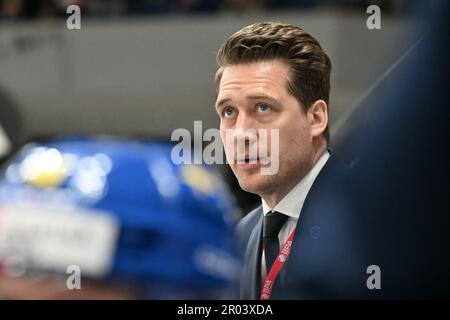 L'entraîneur de Suède Sam Hallam en action pendant le match de l'Euro Hockey Challenge la République Tchèque contre la Suède à Brno, République Tchèque, 6 mai 2023. (Photo CTK Banque D'Images