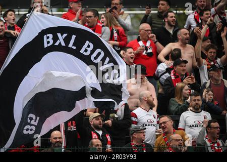 Roeselare, Belgique. 06th mai 2023. Les supporters de Rwdm photographiés lors d'un match de football entre le Club NXT (Club Brugge U23) et le RWD Molenbeek, samedi 06 mai 2023 à Roeselare, le 9 (sur 10) des matchs de promotion de la 2022-2023 'Challenger Pro League' 1B deuxième division du championnat belge. PHOTO DE BELGA DAVID STOCKMAN crédit: Belga News Agency/Alay Live News Banque D'Images