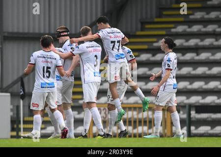Roeselare, Belgique. 06th mai 2023. Jake O'Brien de RWDM célèbre après avoir marqué lors d'un match de football entre le Club NXT (Club Brugge U23) et le RWD Molenbeek, samedi 06 mai 2023 à Roeselare, le 9 (sur 10) des éliminatoires de promotion de la 2022-2023 'Challenger Pro League' 1B deuxième division du championnat belge. PHOTO DE BELGA DAVID STOCKMAN crédit: Belga News Agency/Alay Live News Banque D'Images