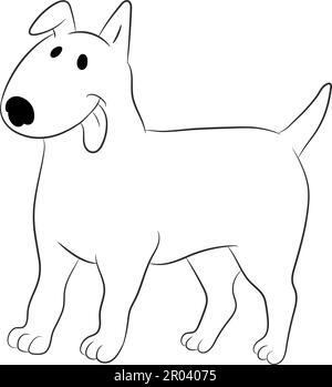 Adorable chien de dessin animé taureau terrier isolé sur fond blanc. Illustration vectorielle dessinée à la main Illustration de Vecteur