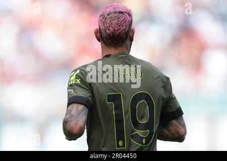 Milan, Italie, 6th mai 2023. Theo Hernandez d'AC Milancsual de la série Un match à Giuseppe Meazza, Milan. Le crédit photo devrait se lire: Jonathan Moscrop / Sportimage Banque D'Images