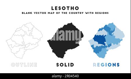 Carte du Lesotho. Frontières du Lesotho pour votre infographie. Forme vectorielle du pays. Illustration vectorielle. Illustration de Vecteur