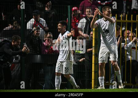 Roeselare, Belgique. 06th mai 2023. Luis Oyama de Rwdm célèbre après avoir marqué un match de football entre le Club NXT (Club Brugge U23) et le RWD Molenbeek, le samedi 06 mai 2023 à Roeselare, le 9 (sur 10) des éliminatoires de promotion de la 2022-2023 'Challenger Pro League' 1B deuxième division du championnat belge. PHOTO DE BELGA DAVID STOCKMAN crédit: Belga News Agency/Alay Live News Banque D'Images