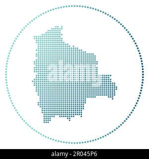 Badge numérique Bolivie. Carte de style pointillé de la Bolivie en cercle. Icône Tech du pays avec des points gradués. Illustration vectorielle authentique. Illustration de Vecteur