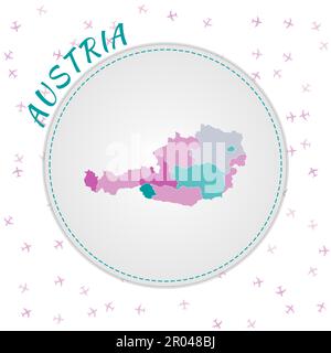 Conception de carte Autriche. Carte du pays avec les régions dans la palette de couleurs émeraude-améthyste. Illustration de Vecteur