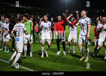 Roeselare, Belgique. 06th mai 2023. Les joueurs de Rwdm célèbrent après avoir remporté un match de football entre le Club NXT (Club Brugge U23) et le RWD Molenbeek, samedi 06 mai 2023 à Roeselare, le 9 (sur 10) des matchs de promotion de la 2022-2023 'Challenger Pro League' 1B deuxième division du championnat belge. PHOTO DE BELGA DAVID STOCKMAN crédit: Belga News Agency/Alay Live News Banque D'Images