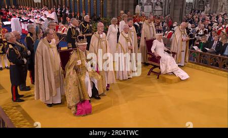 Le roi Charles III et la reine Camilla lors de leur cérémonie de couronnement à l'abbaye de Westminster, samedi 6 mai 2023, à Londres, en Angleterre. Photo de la famille royale/crédit UPI: UPI/Alamy Live News Banque D'Images