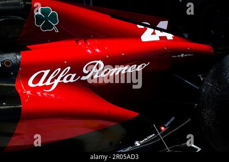 Alfa Romeo F1 Team Stake C43, couverture mécanique détaillée du moteur pendant le Grand Prix de Miami de Formule 1 Crypto.com 2023, 5th tour du Championnat du monde de Formule 1 2023 de 05 mai à 07, 2023 sur l'aérodrome de Miami, à Miami Gardens, Floride, États-Unis d'Amérique - photo : Antonin Vincent/DPPI/LiveMedia Banque D'Images