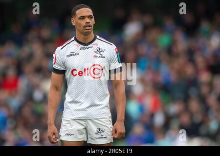 Dublin, Irlande. 06th mai 2023. Nevaldo fleurs des requins lors du championnat de rugby Uni quart de finale du match entre le rugby à XV Leinster et les requins de la cellule C au stade Aviva de Dublin, Irlande sur 6 mai 2023 (photo par Andrew SURMA/ Credit: SIPA USA/Alay Live News Banque D'Images