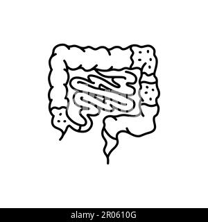 Icône de la ligne noire de la maladie de Crohn. Maladies auto-immunes. Pictogramme pour page Web, application mobile, Promo. Illustration de Vecteur