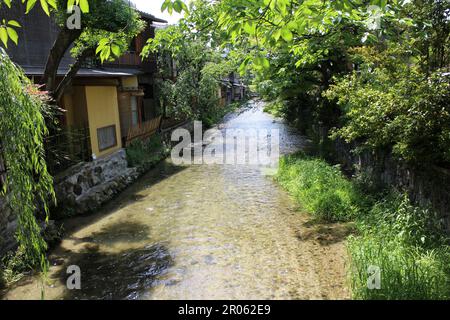 Shirakawa-minami-dori, la vieille ville de Kyoto, Japon Banque D'Images