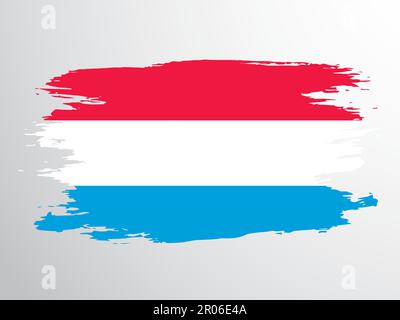 Drapeau luxembourgeois peint avec une brosse. Illustration de Vecteur
