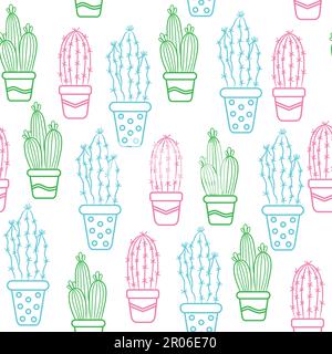 Fond vectoriel transparent avec cactus multicolores. Illustration de Vecteur