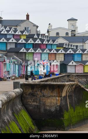 Cabanes de plage Frinton-on-Sea et Walton-on-the-Naze Banque D'Images