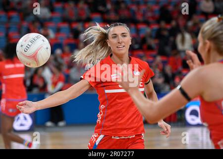 7th mai 2023 ; Ken Rosewall Arena, Sydney, Nouvelle-Galles du Sud, Australie : Suncorp Super Netball, New South Wales Swifts versus Sunshine Coast Lightning ; Sarah Klau des Swfts de Nouvelle-Galles du Sud pendant l'échauffement Banque D'Images