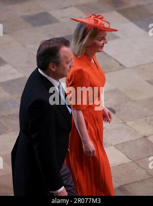 L'ancien premier ministre Liz Truss au couronnement du roi Charles III et de la reine Camilla à l'abbaye de Westminster, Londres. Date de la photo: Samedi 6 mai 2023. Banque D'Images