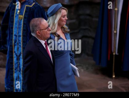 Le premier ministre australien Anthony Albanese arrive à l'abbaye de Westminster, à Londres. Date de la photo: Samedi 6 mai 2023. Banque D'Images