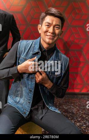 Shah Alam, Malaisie - 17 avril, 2023 : la cire d'Andy Lau est exposée au tapis rouge 2 dans I-City Shah Alam. Banque D'Images