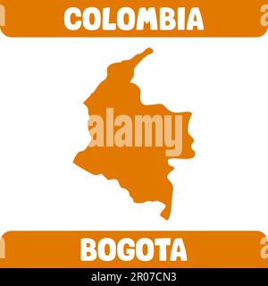 Carte de la Colombie à bordure haute détaillée de couleur orange moderne isolée sur fond blanc vectoriel Illustration de Vecteur