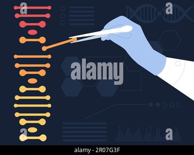 CRISPR concept adn, modification génétique du bébé. Biochimie et technologie, édition de gènes et mutations. Cas9 graphique, scène décente de vecteur Illustration de Vecteur