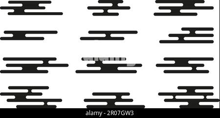 Nuage japonais chinois, nuages japonais asiatiques. Décoration de style oriental à motif, éléments graphiques géométriques noirs abstraits. Arrière-plan vectoriel Illustration de Vecteur