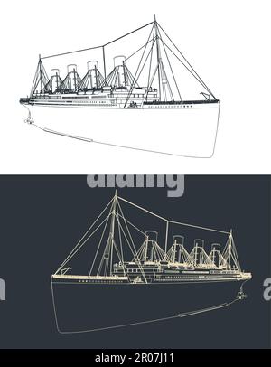 Illustration vectorielle stylisée d'esquisses de Titanic Illustration de Vecteur