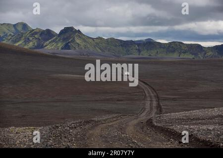 Roulez jusqu'à Eldgia, Fjallabak, Islande Banque D'Images