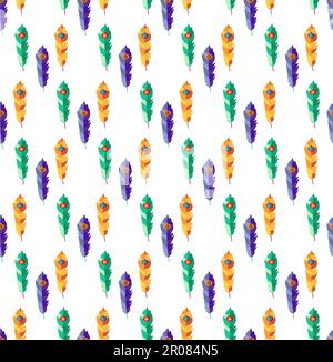 Modèle vectoriel continu avec des plumes colorées plat étiré Illustration de Vecteur