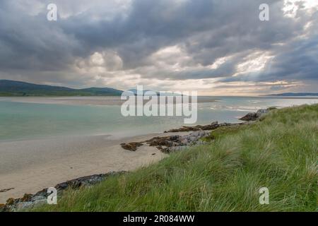 LUSKENTIRE Beach à Dusk, Harris, Isle of Harris, Hebrides, Hebrides extérieures, Îles de l'Ouest, Écosse, Royaume-Uni, Grande-Bretagne Banque D'Images