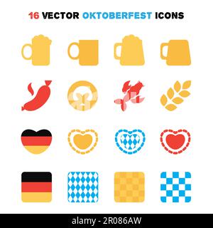 16 icônes de l'Oktoberfest. Festival de la bière. Vector Illustration de Vecteur