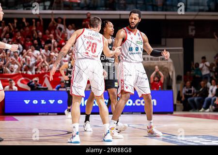 Reggio Emilia, Italie. 07th mai 2023. PalaBigi, Reggio Emilia, Italie, 07 mai 2023, Mikael Hopkins (Unihotels Reggiana) pendant UNAHOTELS Reggio Emilia vs Dolomiti Energia Trentino - Championnat italien de basket-ball série A crédit: Live Media Publishing Group/Alay Live News Banque D'Images
