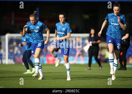 Londres, Royaume-Uni. 07th mai 2023. Londres, 7 mai 2023: Chelsea s'échauffe pendant le match de la Super League Barclays FA Womens entre Chelsea et Everton Unis à Kingsmeadow, Londres, Angleterre. (Pedro Soares/SPP) crédit: SPP Sport presse photo. /Alamy Live News Banque D'Images