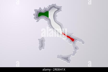 Carte Creative Italy avec couleurs drapeau dans le style de coupe de papier. Illustration vectorielle Illustration de Vecteur