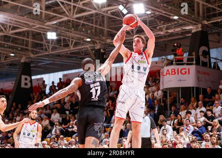 Reggio Emilia, Italie. 07th mai 2023. PalaBigi, Reggio Emilia, Italie, 07 mai 2023, Nathan Reuvers (Unahotels Reggiana) pendant UNAHOTELS Reggio Emilia vs Dolomiti Energia Trentino - Italien Basketball série A Championship crédit: Live Media Publishing Group/Alay Live News Banque D'Images