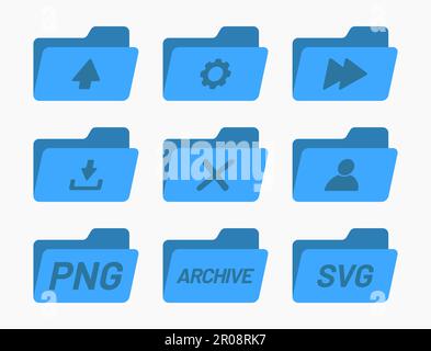 interface de bureau dossiers icônes définir isolé simple ui vecteur plat illustration Illustration de Vecteur