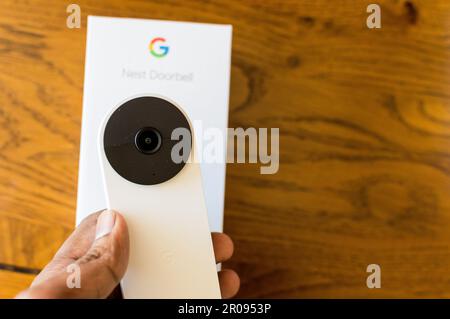 Sonnette vidéo Google Nest Banque D'Images