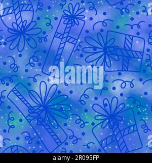Boîte cadeau de fête motif cadeau sans couture pour emballer le papier, les tissus et le linge de maison, l'imprimé pour les enfants, les emballages de Noël et l'accès pour les anniversaires Banque D'Images