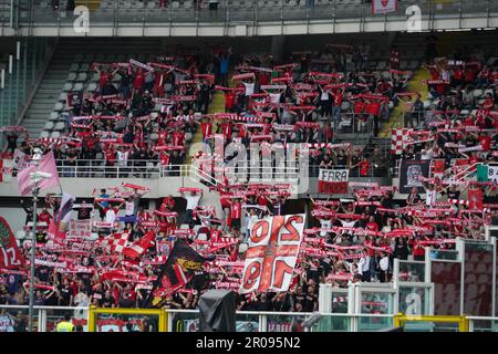 Turin, Italie. 07th mai 2023. AC Monza Supportes pendant le championnat italien Serie Un match de football entre le FC de Turin et AC Monza sur 7 mai 2023 au stade de Grande Torino à Turin, Italie - photo Alessio Morgese / E-Mage crédit: Alessio Morgese / Alay Live News Banque D'Images
