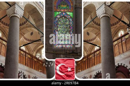 Intérieur de la mosquée Mihrimah Sultan dans le quartier Edirnekapi du centre historique d'Istanbul Banque D'Images