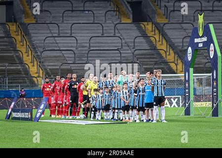 Porto Alegre, Brésil. 07th mai 2023. RS - PORTO ALEGRE - 07/05/2023 - BRASILEIRO A 2023, GREMIO X BRAGANTINO - joueurs de Gremio et Bragantino avant le match à l'Arena do Gremio stade pour le championnat BRAZILEIRO A 2023. Photo: Maxi Franzoi/AGIF/Sipa USA crédit: SIPA USA/Alay Live News Banque D'Images