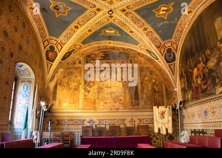 L'intérieur du Palazzo dei priori à Volterra, Italie. Banque D'Images