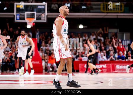 Reggio Emilia, Italie. 07th mai 2023. PalaBigi, Reggio Emilia, Italie, 07 mai 2023, Andre Jones (Unihotels Reggiana) pendant UNAHOTELS Reggio Emilia vs Dolomiti Energia Trentino - Championnat italien de basket-ball série A crédit: Live Media Publishing Group/Alay Live News Banque D'Images