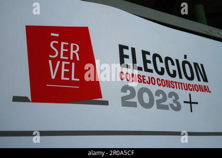 Valparaiso, Chili. 07th mai 2023. Panneau indiquant l'élection du conseil constitutionnel 2023 Chili. Élection Conseil constitutionnel 2023 Chili. (Photo par Cristobal Basaure Araya/SOPA Images/Sipa USA) crédit: SIPA USA/Alay Live News Banque D'Images