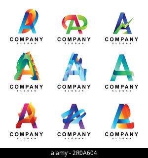 lettre colorée a logo ensemble Illustration de Vecteur