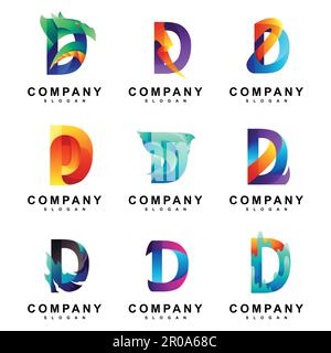 logo coloré de la lettre d set Illustration de Vecteur