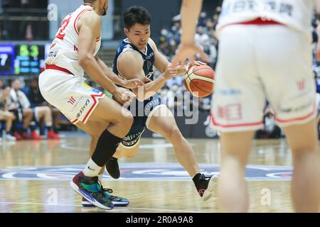 Kanagawa, Japon. 7th mai 2023. Kenta Morii (B-Corsairs) Basketball : 2022-23 B.LEAGUE B1 jeu entre Yokohama B-Corsairs 81-84 tétras de Toyama à Yokohama Budokan à Kanagawa, Japon . Credit: AFLO SPORT/Alay Live News Banque D'Images