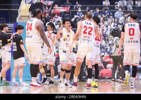 Kanagawa, Japon. 7th mai 2023. Groupe d'équipes Toyama Grouses Basketball : 2022-23 B.LEAGUE B1 match entre Yokohama B-Corsairs 81-84 Grouses Toyama à Yokohama Budokan à Kanagawa, Japon . Credit: AFLO SPORT/Alay Live News Banque D'Images