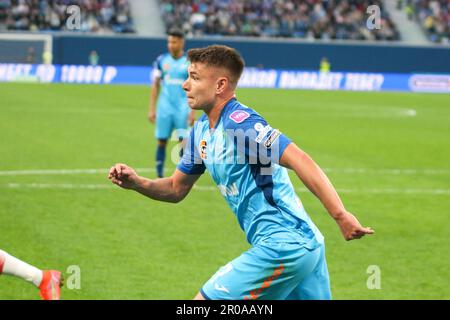 Saint-Pétersbourg, Russie. 07th mai 2023. Andrey Mostovoy (No.17) de Zenit en action lors du match de football de la première Ligue russe entre Zenit Saint-Pétersbourg et Spartak Moscou à Gazprom Arena. Zenit 3:2 Spartak. (Photo de Maksim Konstantinov/SOPA Images/Sipa USA) crédit: SIPA USA/Alay Live News Banque D'Images